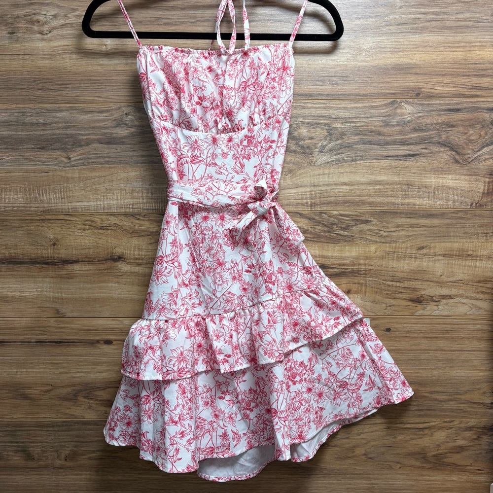 Pink Floral Summery Mini Dress